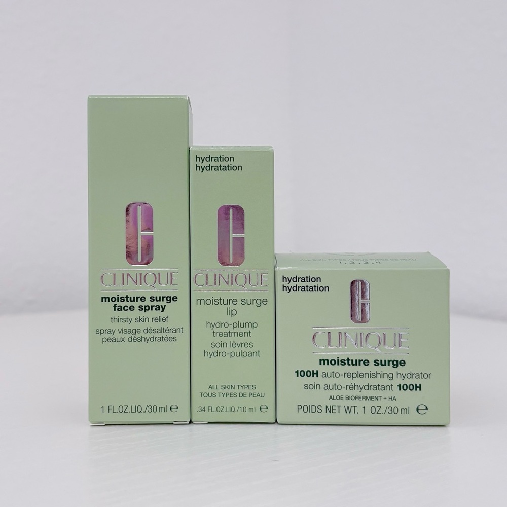 CLINIQUE Moisture Surge Trio (Spray, Lip Balm, Cream)